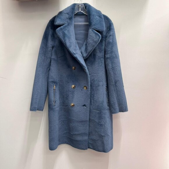 NWT - LOVE TOKEN TEAL BLUE REVERSIBLE FAUX FUR COAT Lt96135 - Picture 1 of 1